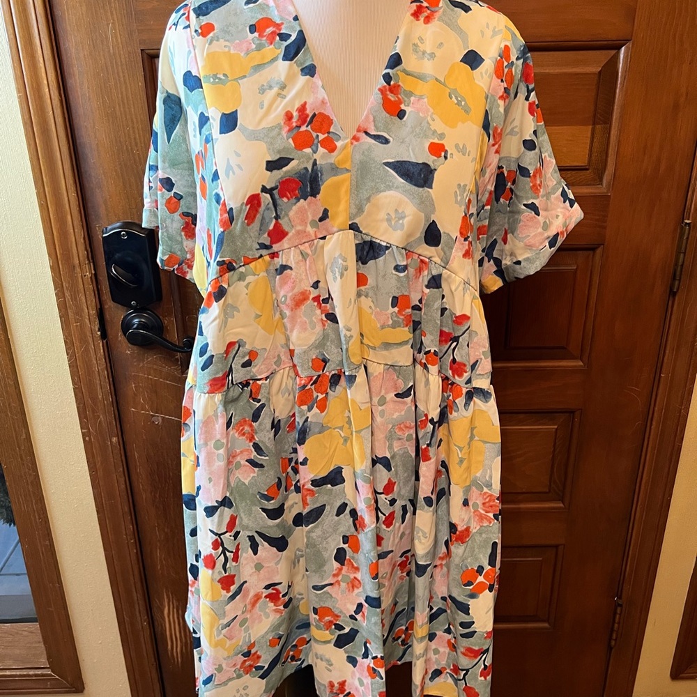 Entro Multicolor Abstract Mini Dress